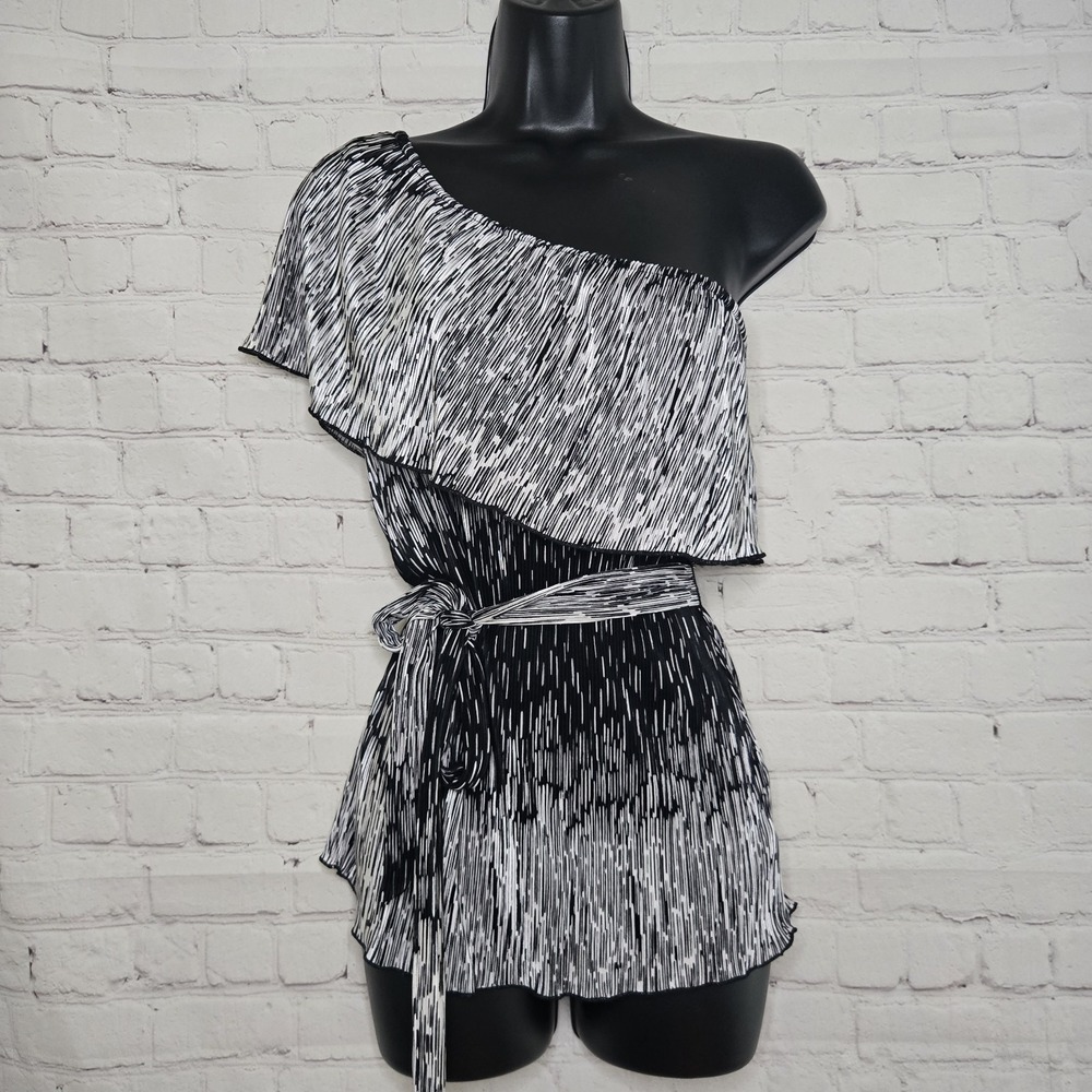 Y2k Crinkle Slinky One Shoulder Abstract Retro Fairy Grunge Top HeartSoul M